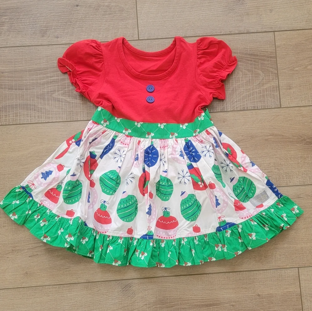 NEW Eleanor Rose Size 5-6 Rhonda Puff Sleeve Girls' Top Deck The Halls Ornament